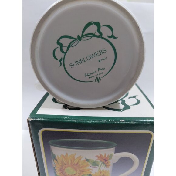 Vintage NOB 1991 Potpourri Press Sunflower Coffee Mug 9 Oz With Original Box - Picture 3 of 7